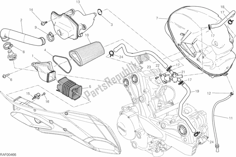 Alle onderdelen voor de Inname van de Ducati Multistrada 1200 ABS Thailand 2014